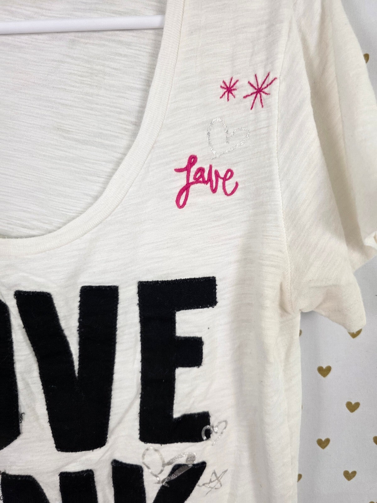 Victorias Secret PINK vintage Love Logo White Tee shirt Y2k Medium