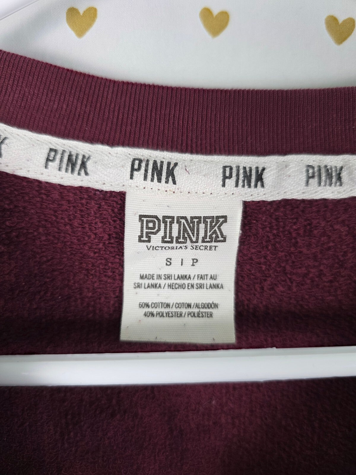 Victorias Secret Pink Maroon Cheetah Leopard Logo Oversized Sweater Shirt SM