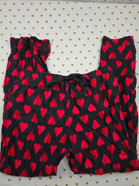 Victorias Secret Black Hearts Sleep Pants Pajama LARGE PJ