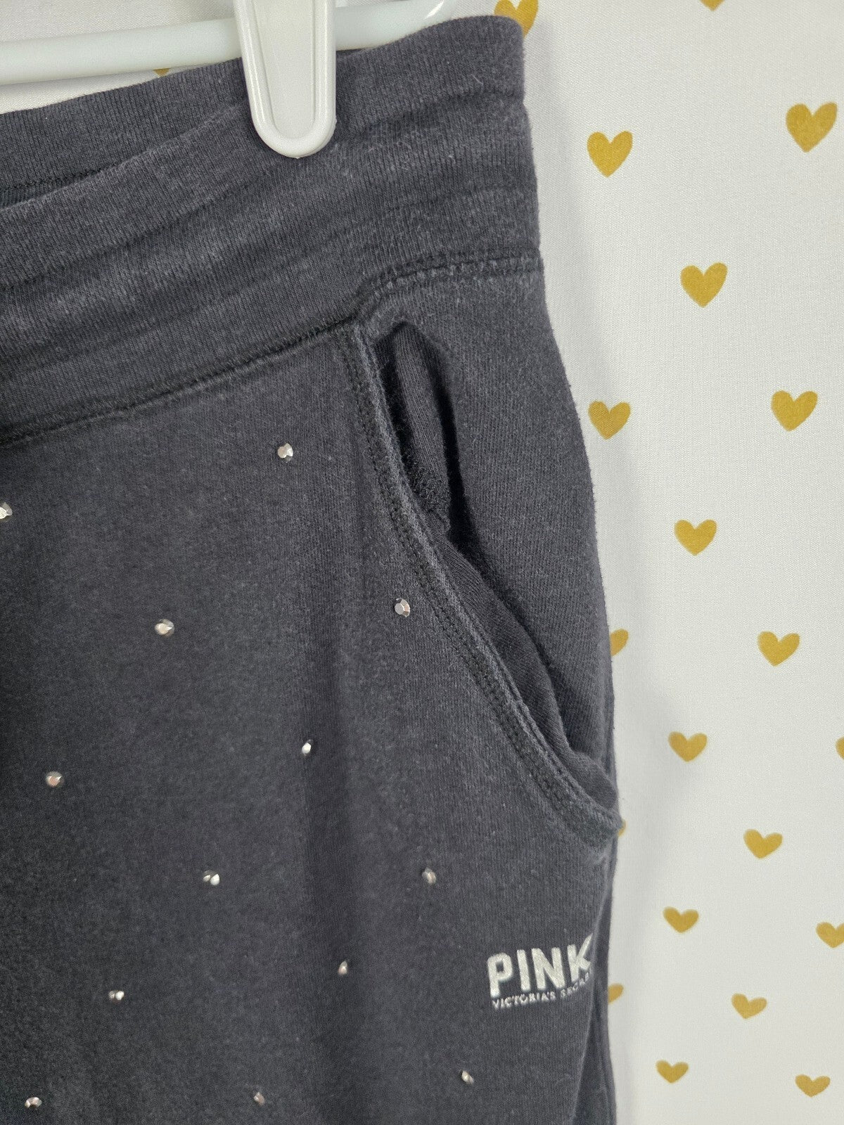 Victorias Secret PINK Studded BLING Rhinestone SWEATS Sweatpants Vintage LARGE