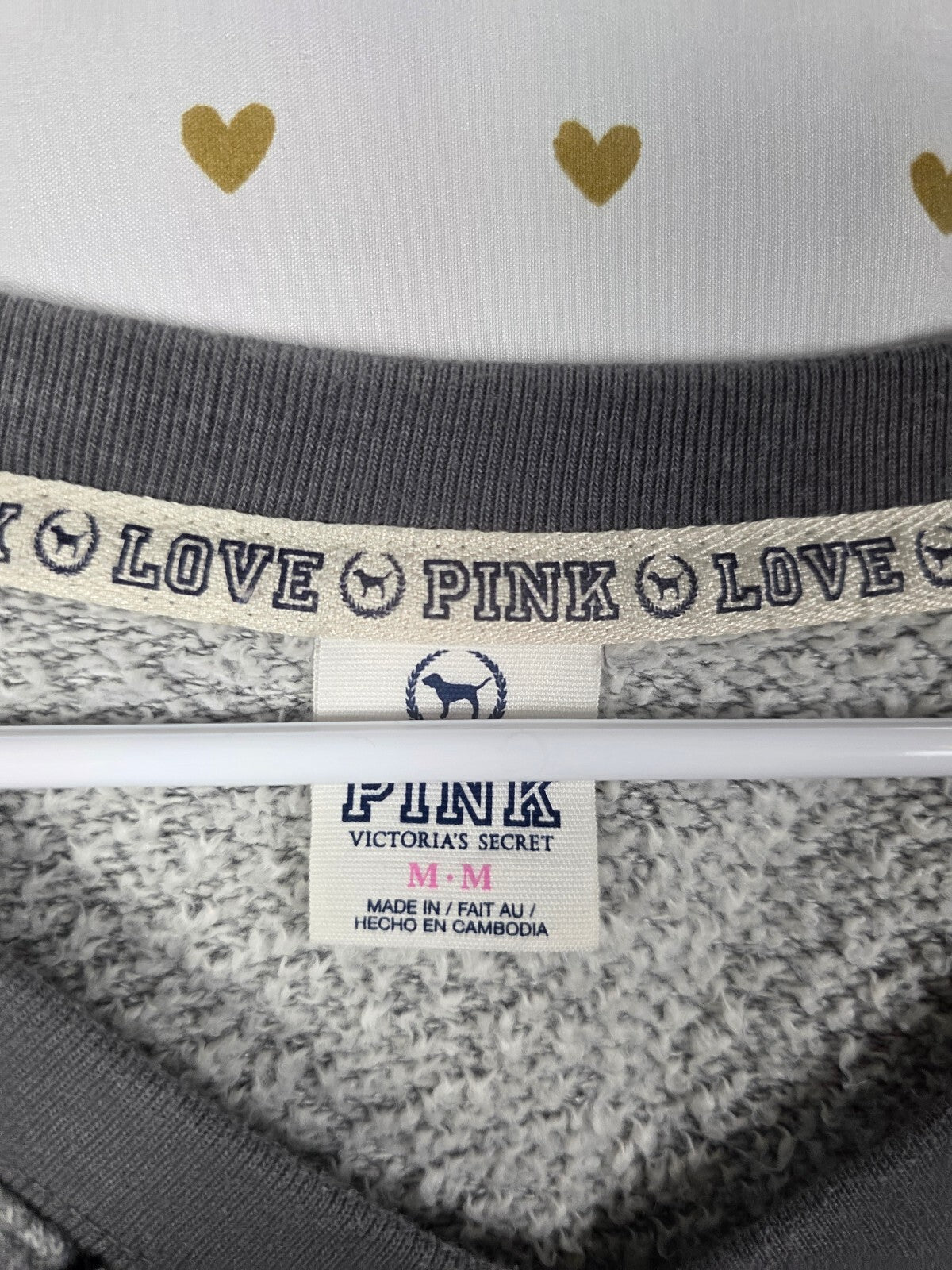 Victorias Secret Pink Vintage Y2k Velvet V neck logo Sweater Grey Medium
