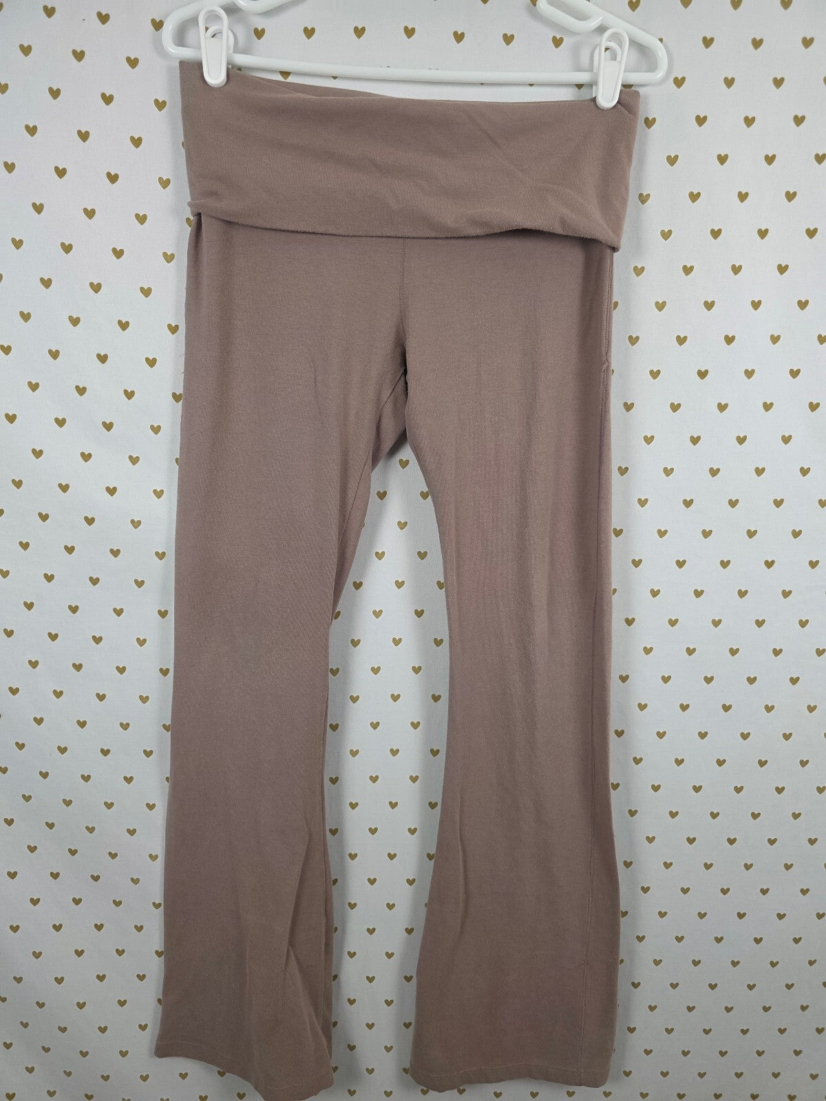 Victorias Secret PINK Beige Foldover Flare Yoga Pants Medium