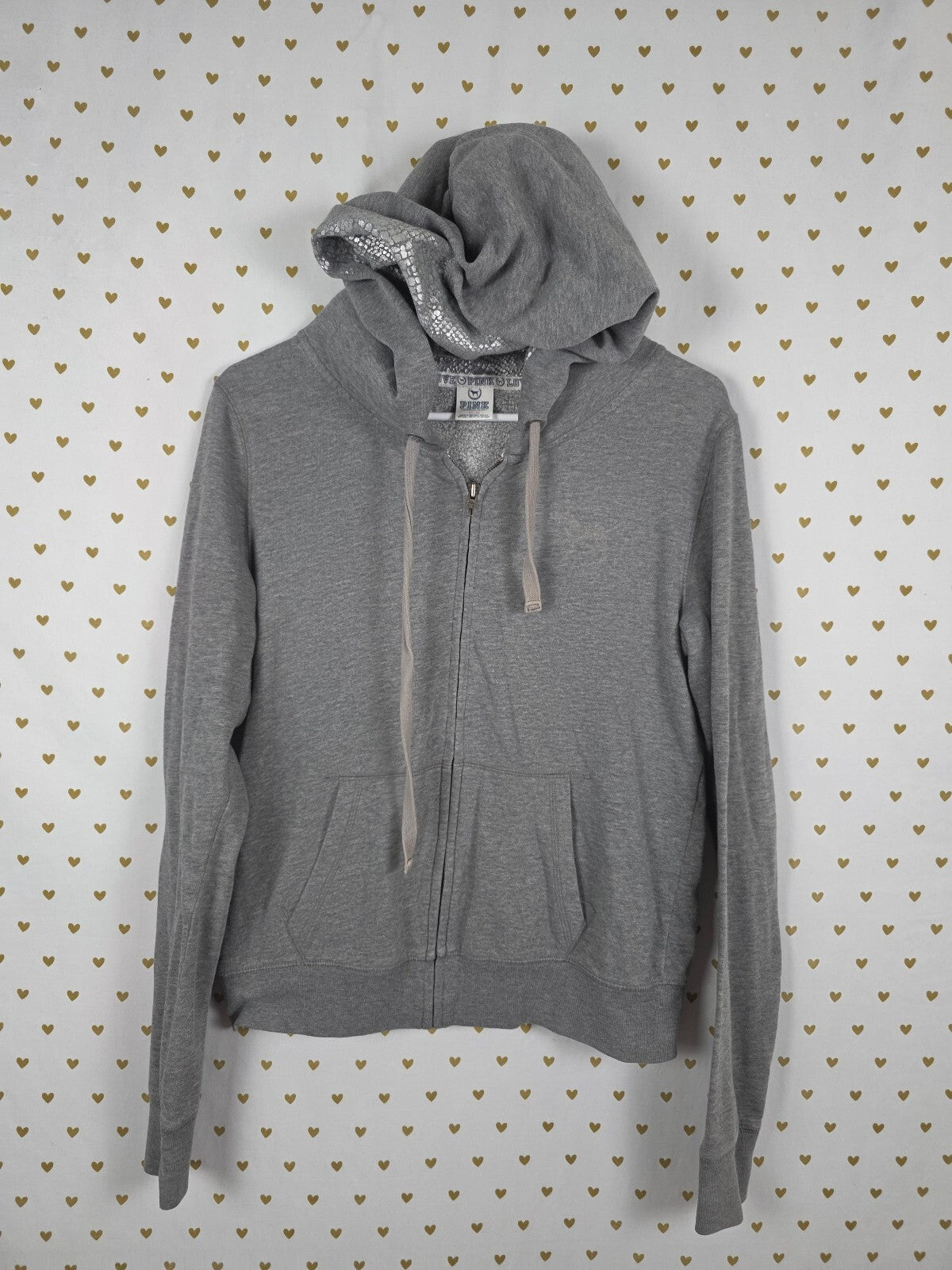 Victorias Secret Pink Bling animal Print Sequined Logo Full zip Hoodie jacket M