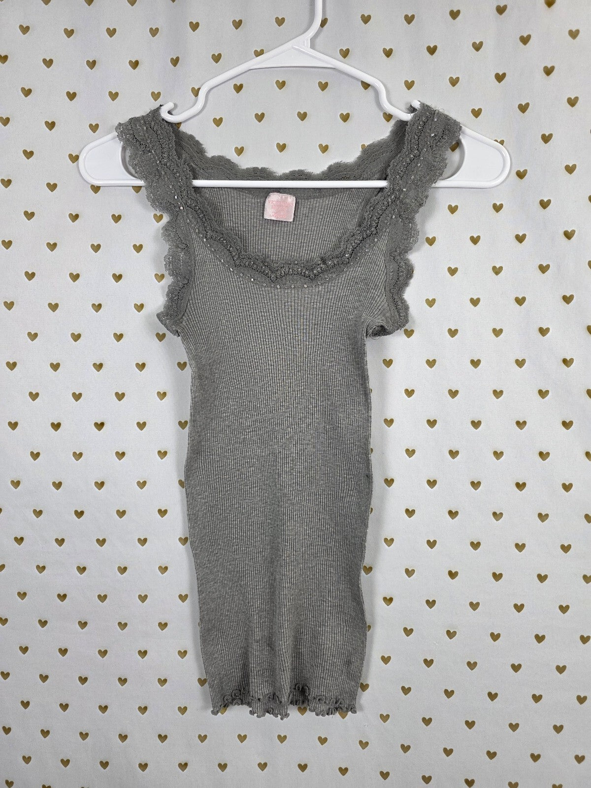 Victorias Secret Angels vintage Ruffled Grey Ribbed Tank Top Small y2k