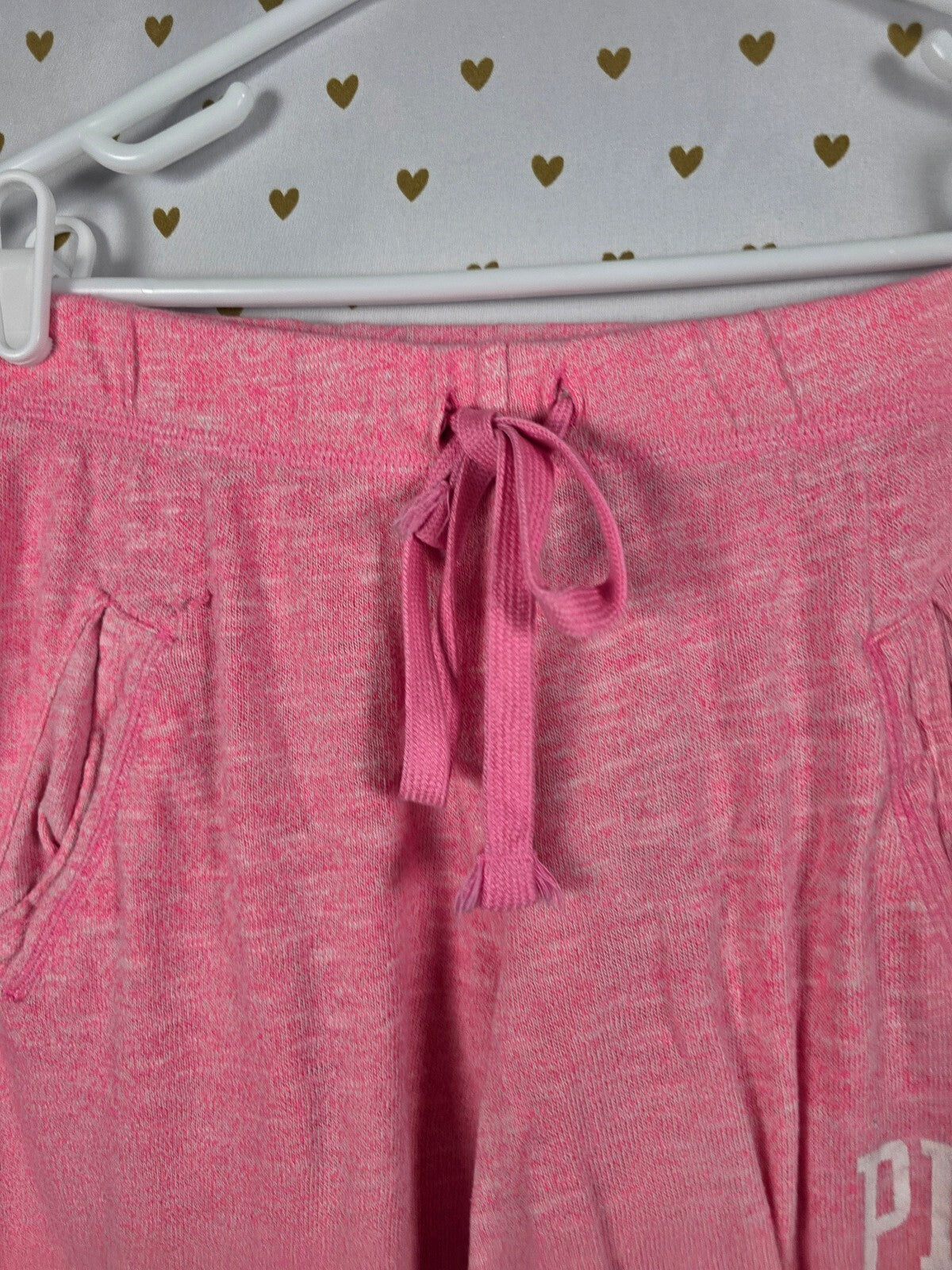 Victorias Secret PINK XS Heart Flared Sweats Sweatpants Boyfriend Diaper Butt