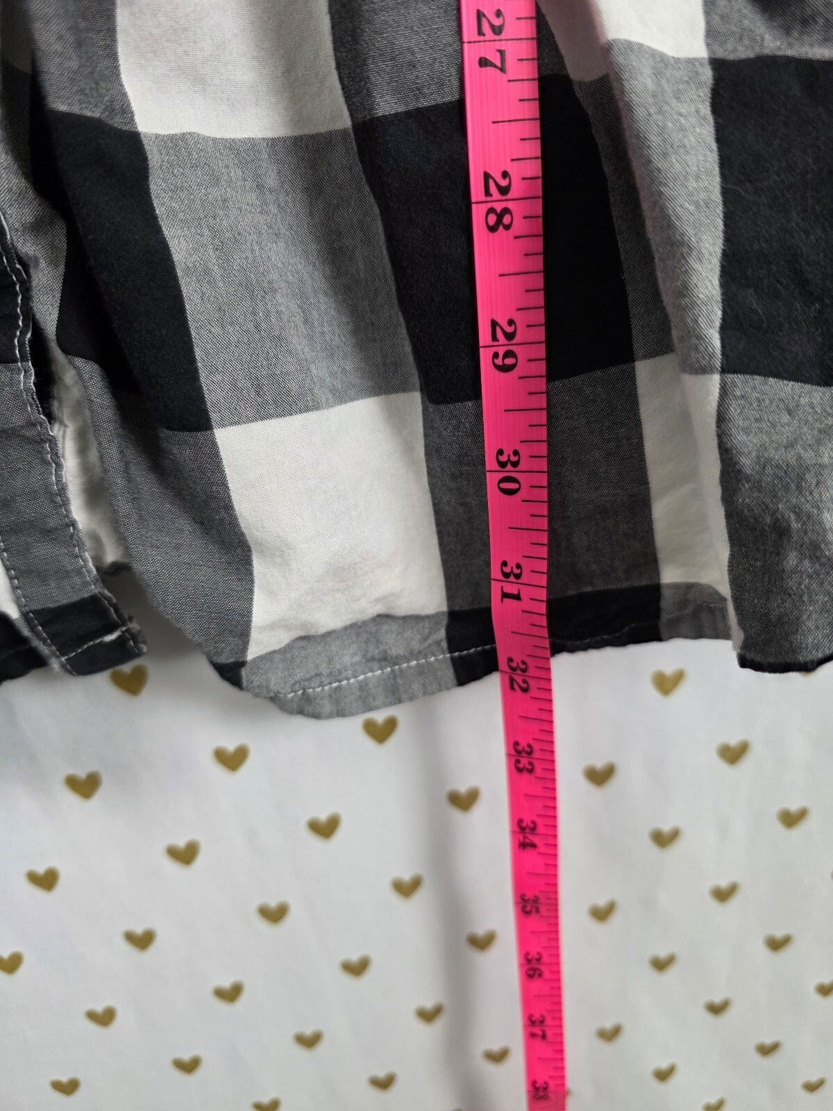 Victoria's Secret PINK Plaid Shirt Dress M Black White Buffalo Check Vintage