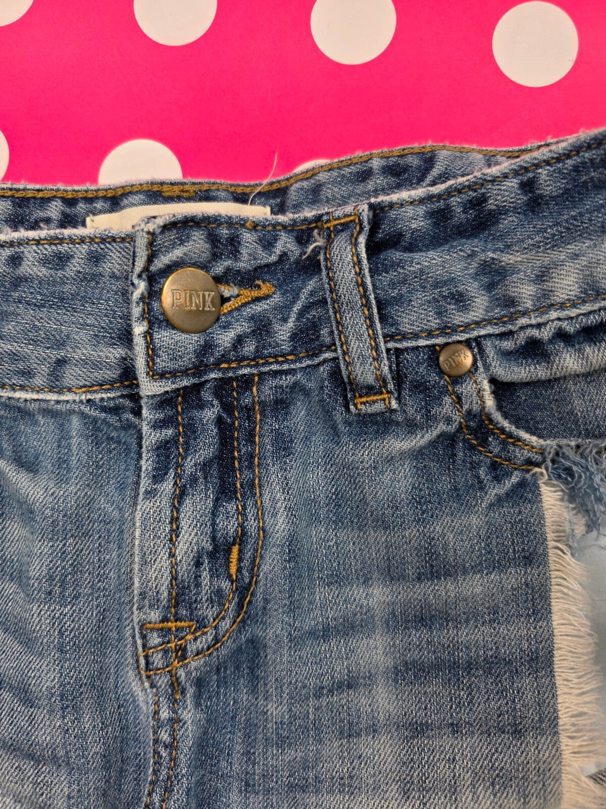 Victorias Secret PINK Denim Super Short Cutoff Shorts Size 0