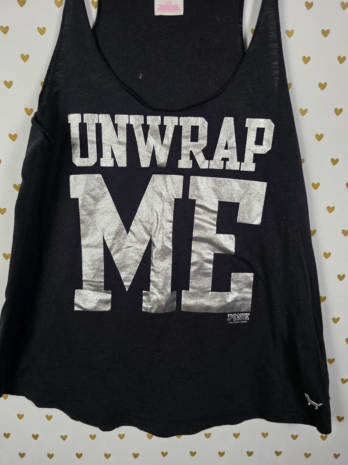 Vintage Victoria's Secret PINK Unwrap Me Metallic Sleep Tank Nightshirt L