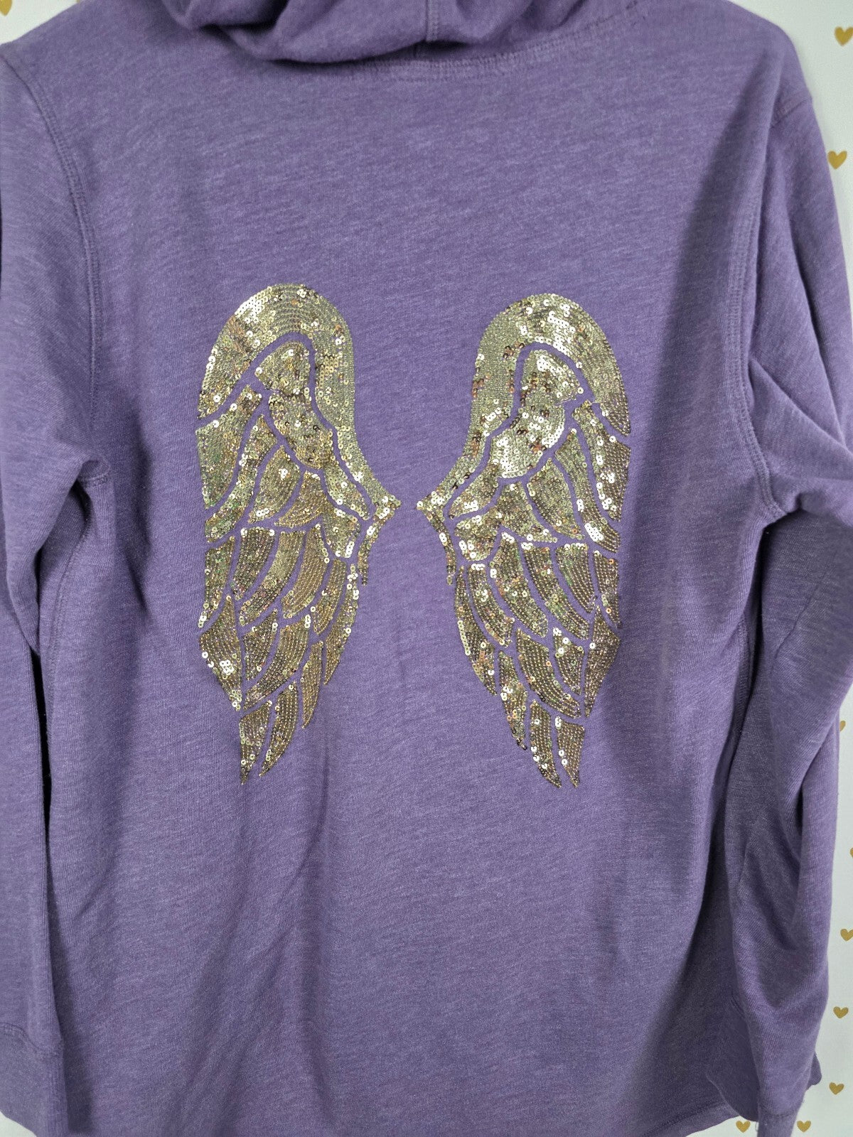 Victorias Secret Angels Bling wings pullover Hoodie Shirt Gold Sequined Large