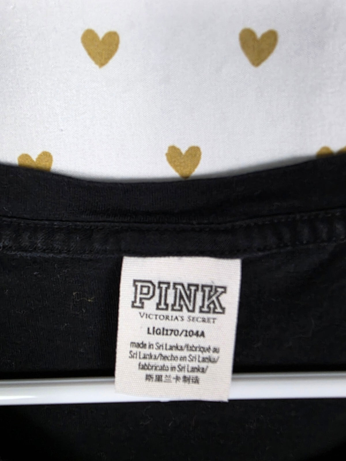 Victorias Secret PINK Leopard Cheetah Dog Logo Pocket Tee Shirt black Large
