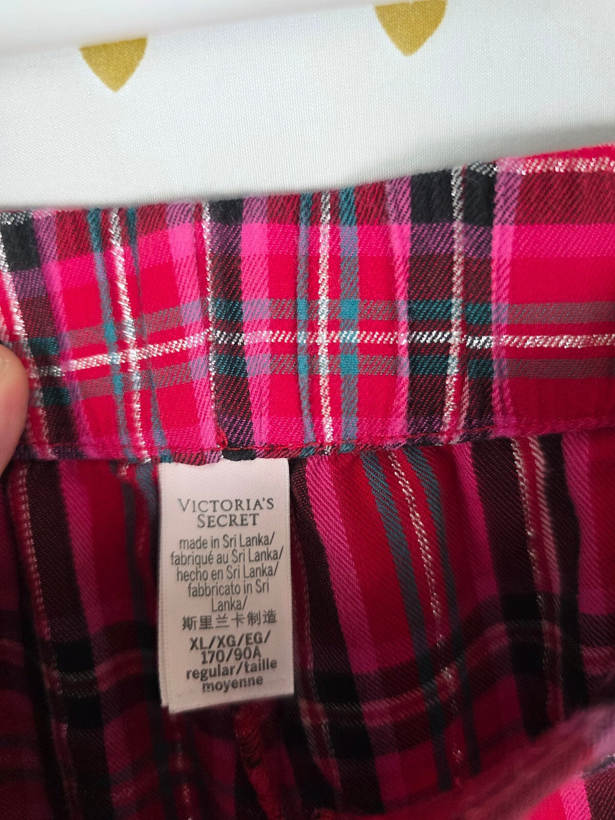 Victorias Secret Red Plaid Pajama Set 2pc Shirt Pants Bottoms PJ XL