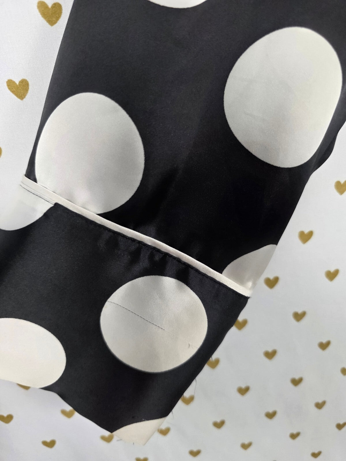 Victoria's Secret Satin Robe M Black White Polka Dot Kimono Belted Pajamas
