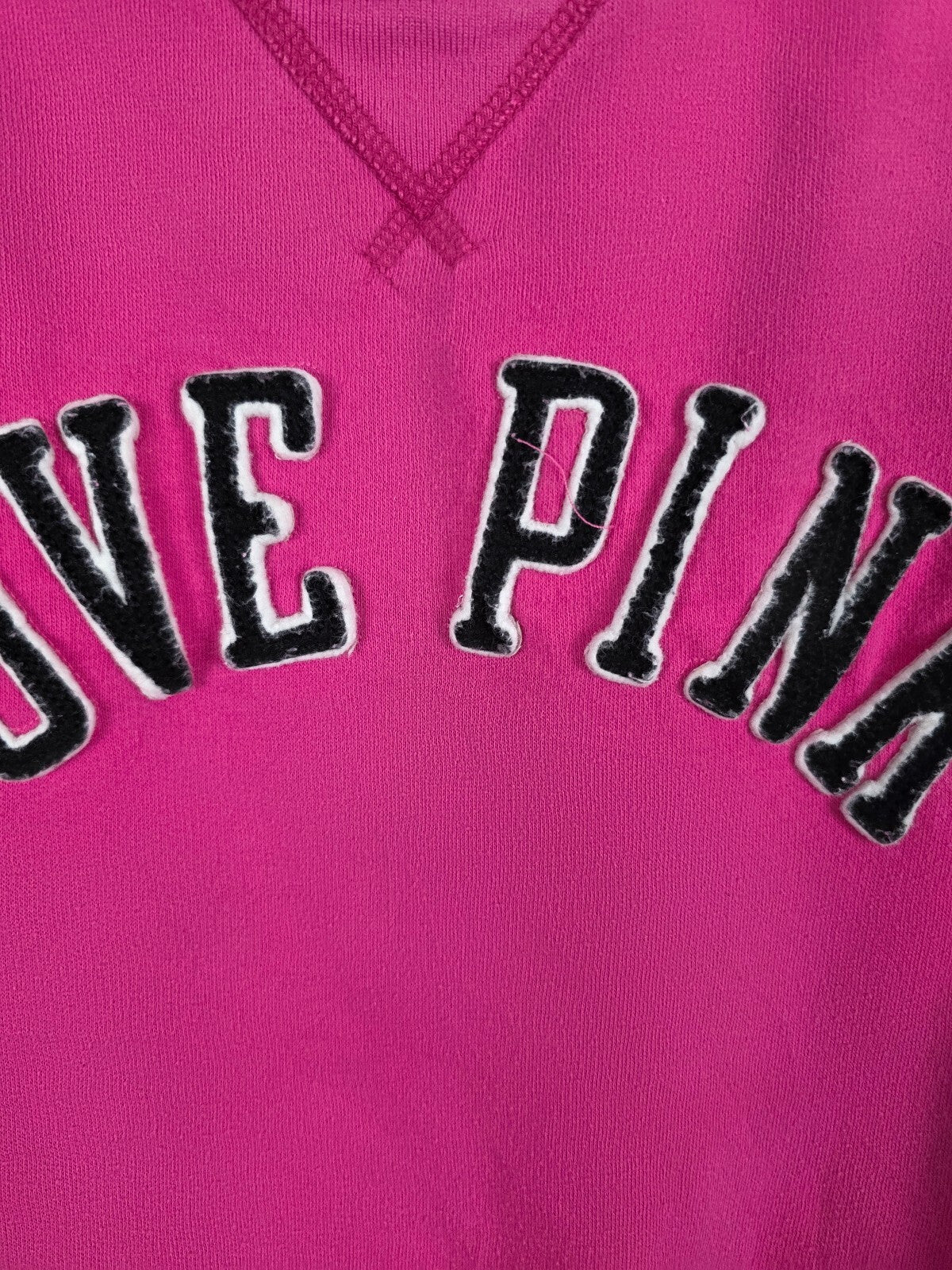 Victorias Secret Pink Vintage Embroidered LOVE Y2k Sweater Shirt XS