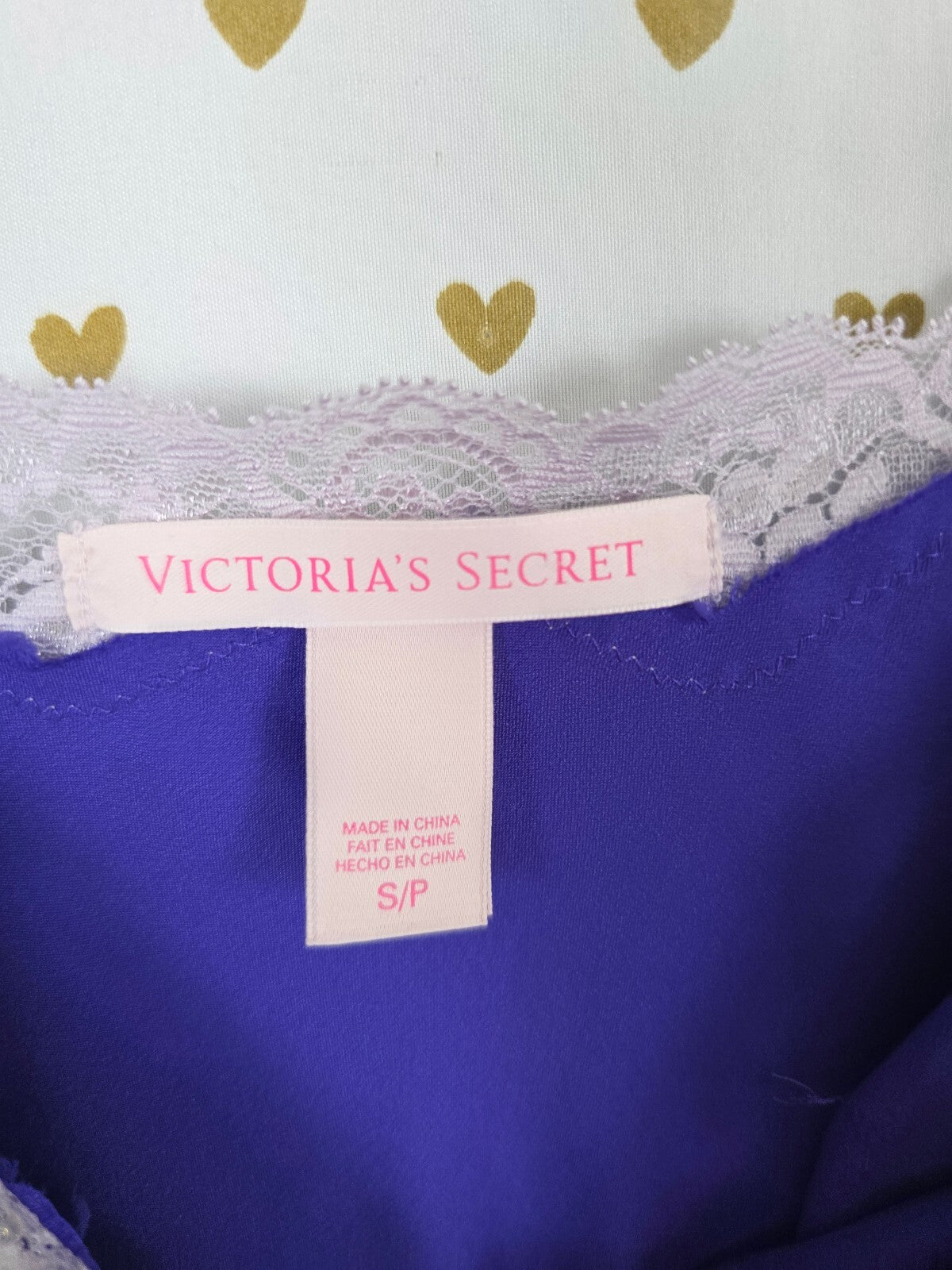 Victorias Secret Blue satin Bling Slip Dress Nightie Lingerie Small Enbellished