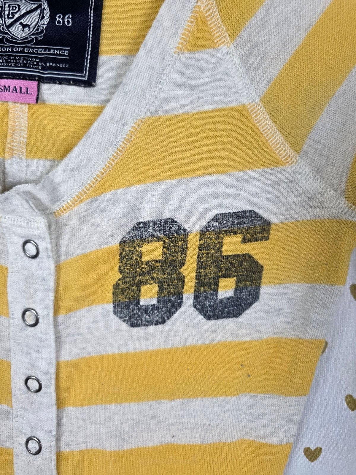 PINK Victoria's Secret 1986 Heritage Stripe Henley Long Sleeve Top Varsity XS