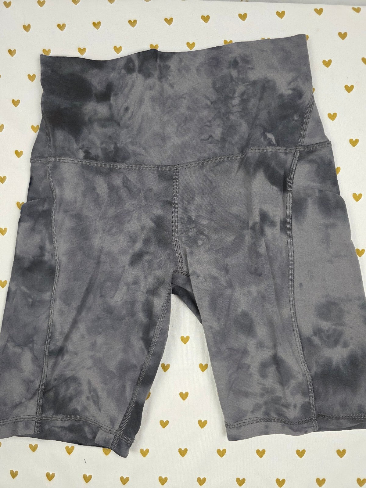 Lululemon Fast & Free HR 8" Shorts Diamond Dye Grey Black Size 6 Pockets