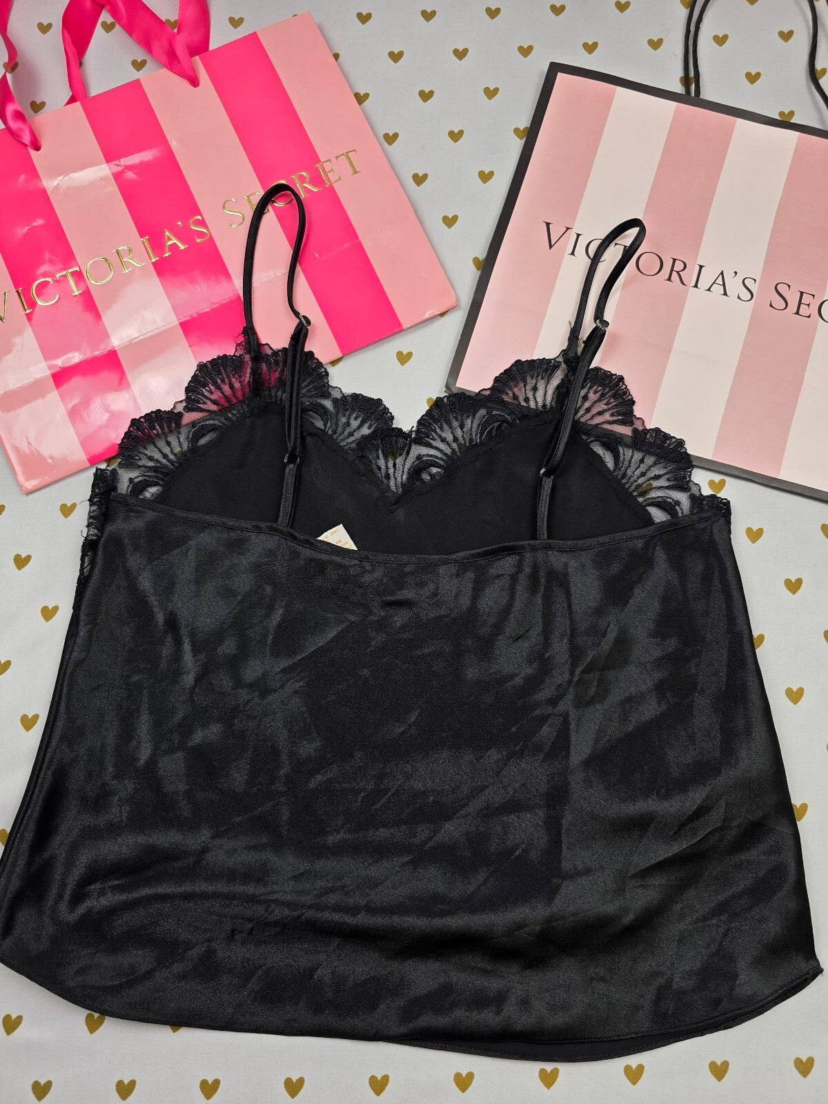 Victorias Secret Vintage Gold Label Babydoll Tank Top Lace Accent Small
