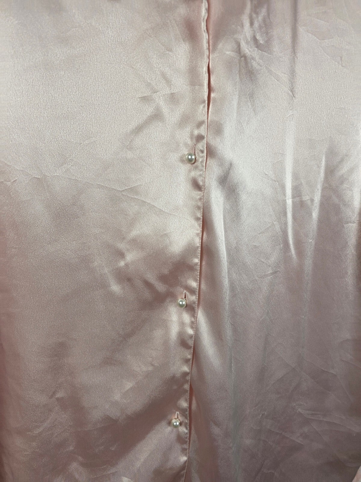 Vintage Victoria’s Secret Gold Label Pink Satin Sleep Shirt Pearl Buttons M