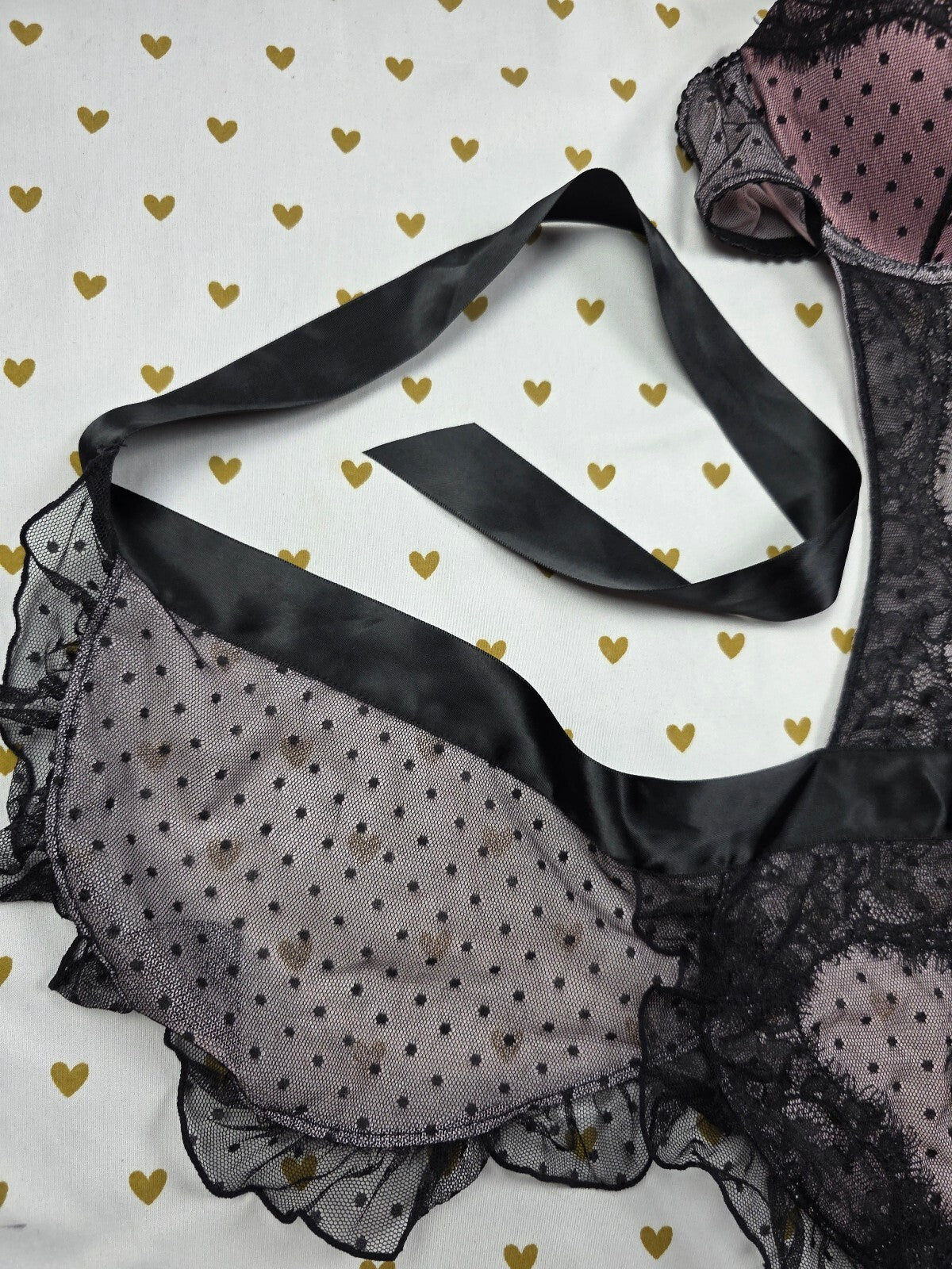 Victorias Secret SEXY LITTLE THINGS 34B French Maid Lingerie Outfit Tie back