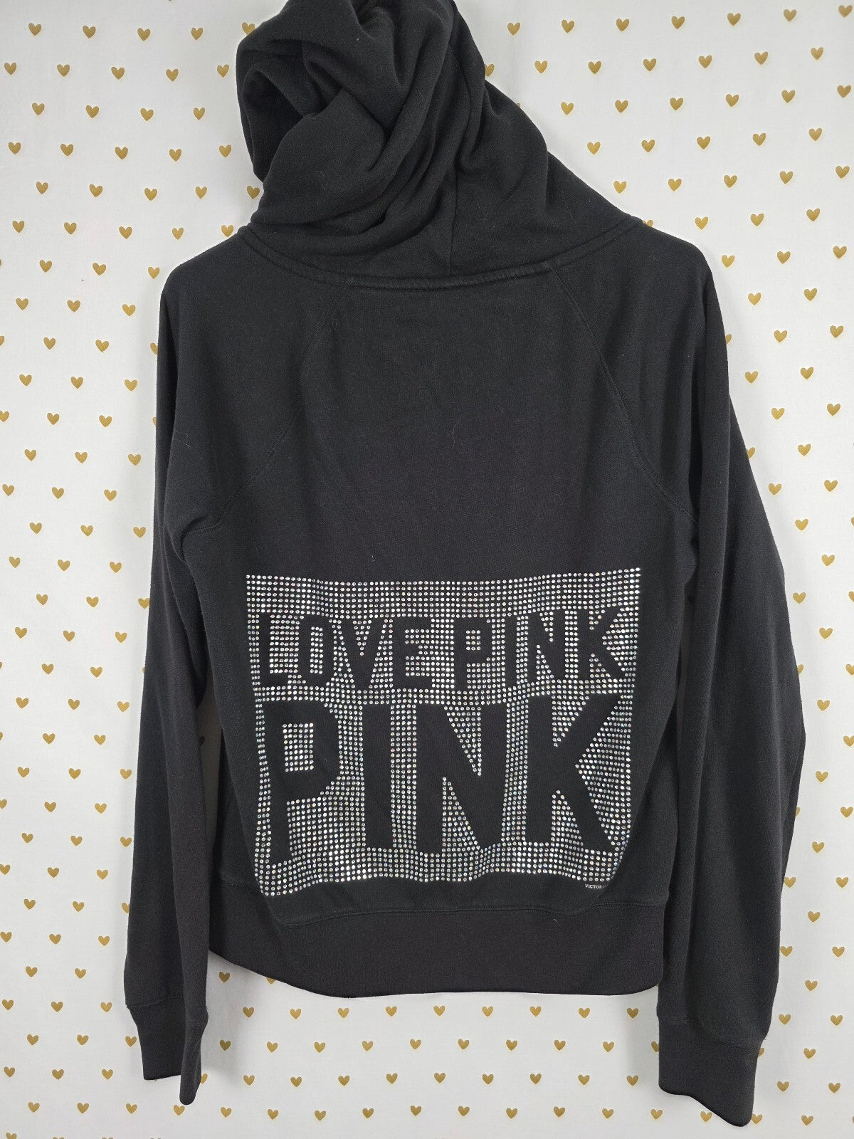 Victorias Secret Pink Bling Studded Full Zip Hoodie Jacket Logo Medium