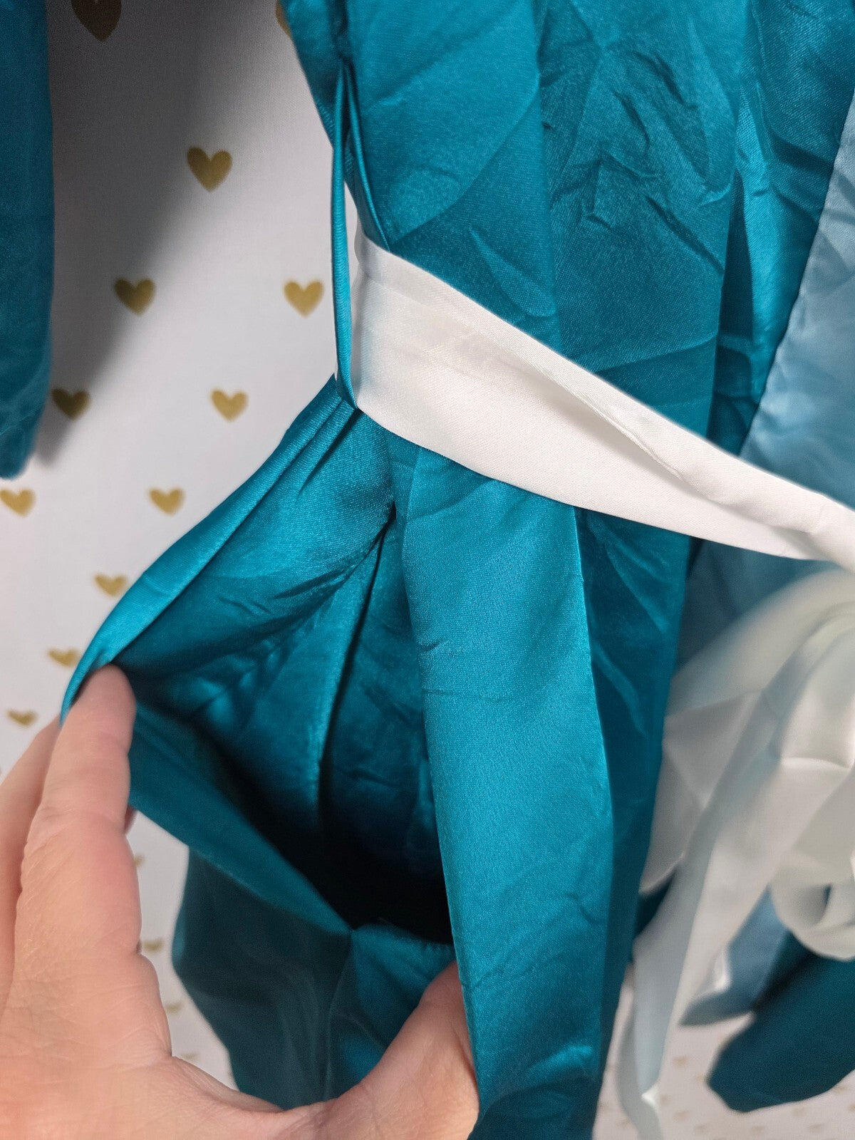 Victorias Secret Teal Satin Silky Robe Pockets Lounge One Size Fits all