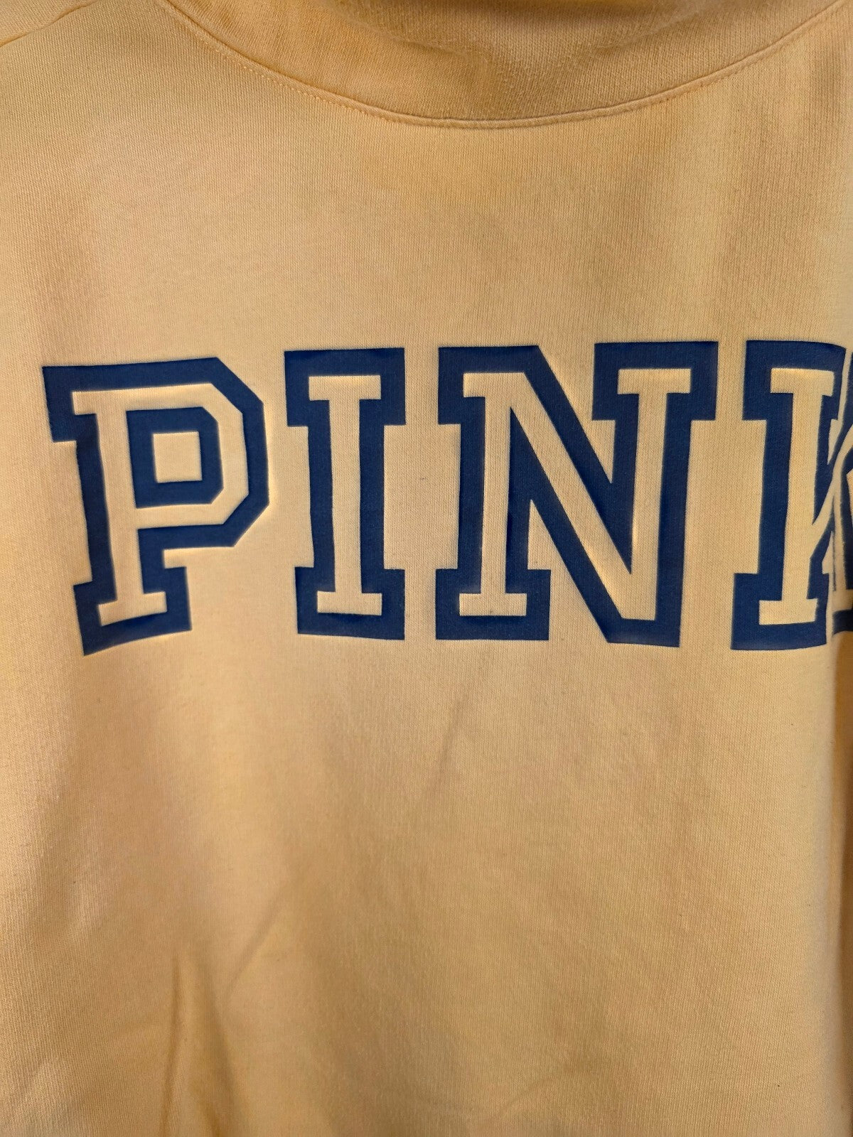 Victorias Secret Pink Yellow Slouchy Logo Pullover Sweater XL