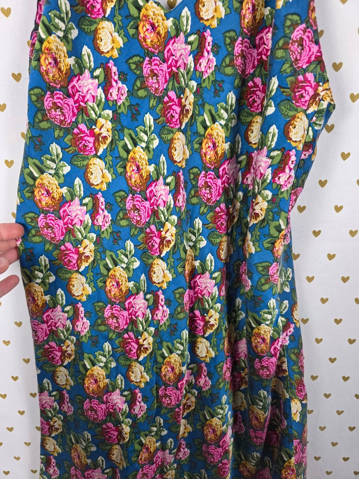 Vintage Victoria's Secret Gold Label 100% Silk Floral Slip Dress L Blue Pink