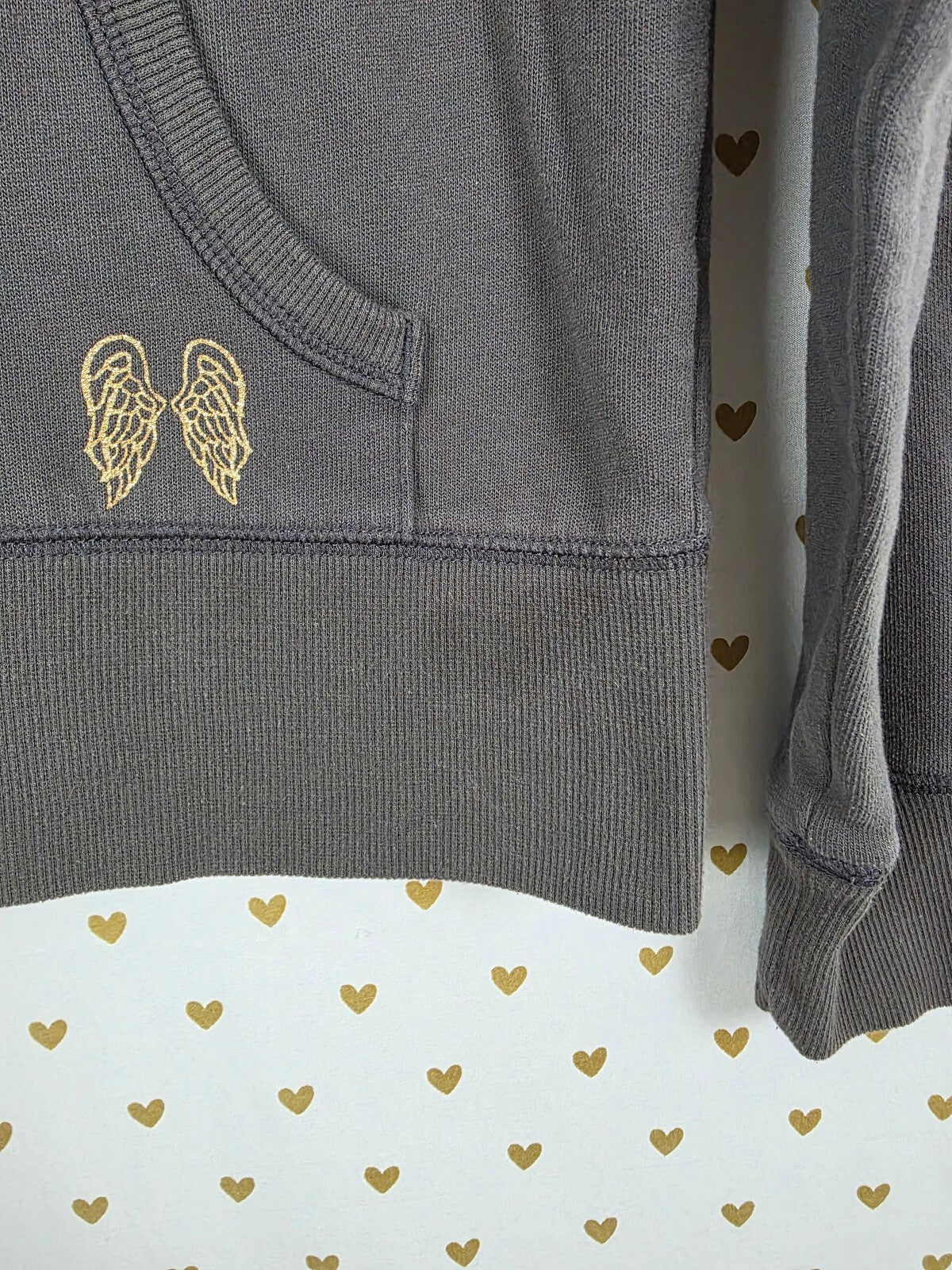 Victorias Secret Angels BLING WINGS Full Zip Hoodie Jacket Grey Gold Small