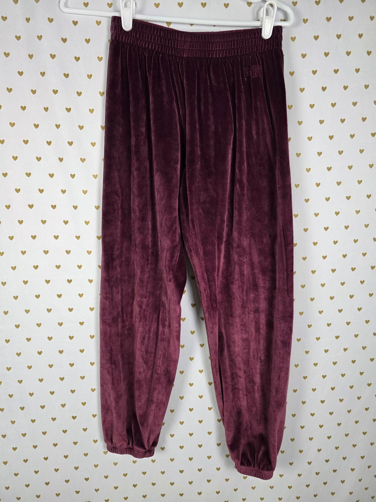 Victorias Secret Pink Velour Maroon Hoodie Jacket Sweats SET 2pc SMALL MED
