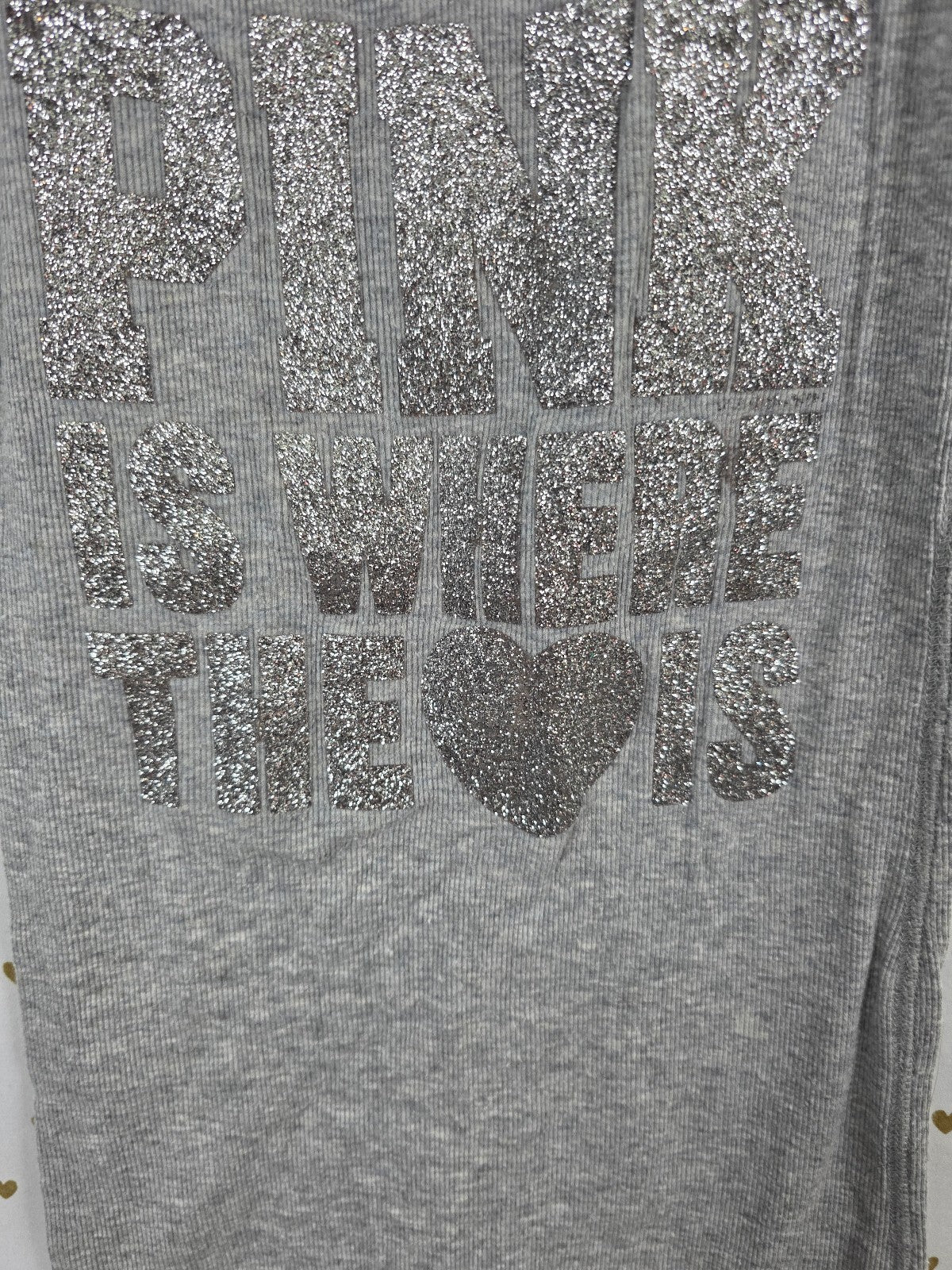 Victorias Secret PINK Vintage Bling Glitter Y2k Tank Top Is where the heart is