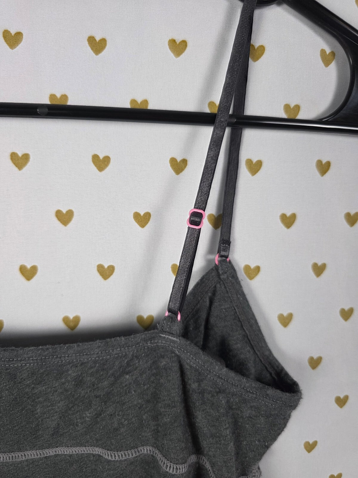 Victoria's Secret PINK Gray Cami Tank Top Pink Hardware Shelf Bra S Y2K