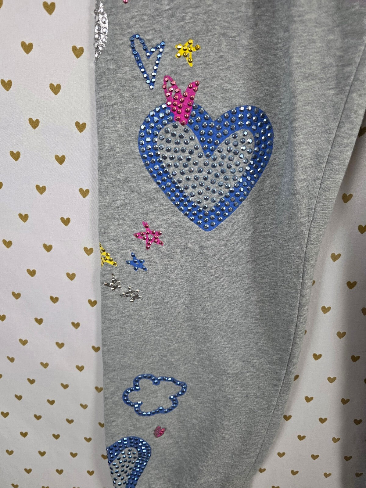 Vintage Victoria's Secret PINK Rhinestone Hearts Balloons Sweatpants S RARE