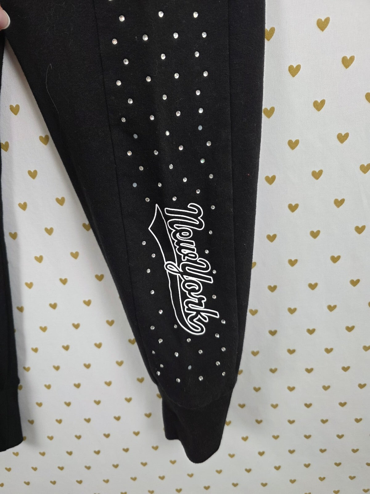 Victorias Secret PINK Bling Studded New York Sweatpants Sweats Black Medium