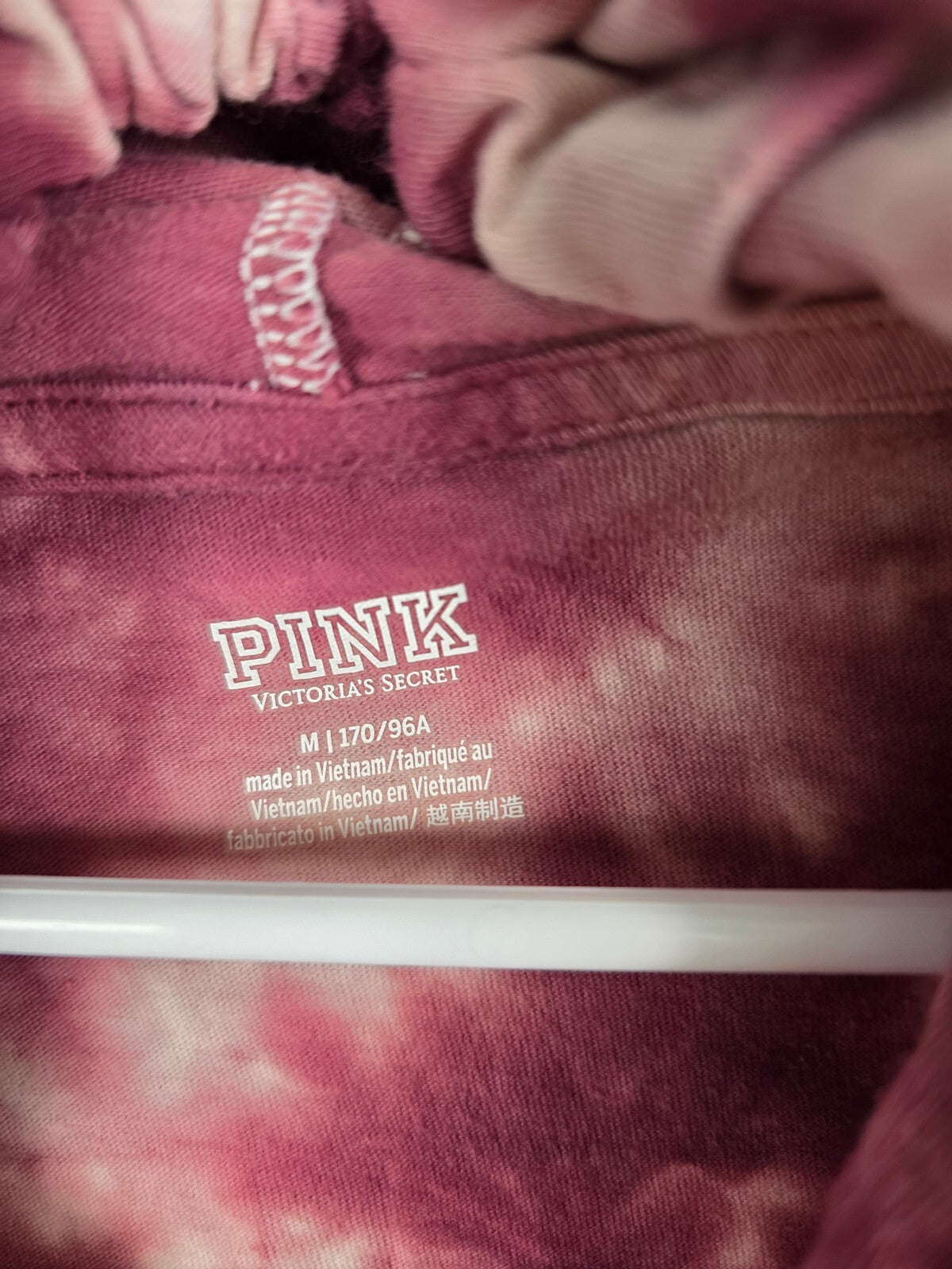 Victorias Secret Pink Tye Dye Hooded Long Sleeve Tee shirt MEDIUM