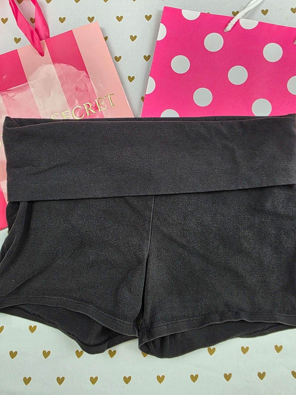 Victorias Secret PINK Vintage Y2k Foldover Yoga Shorts Logo Medium
