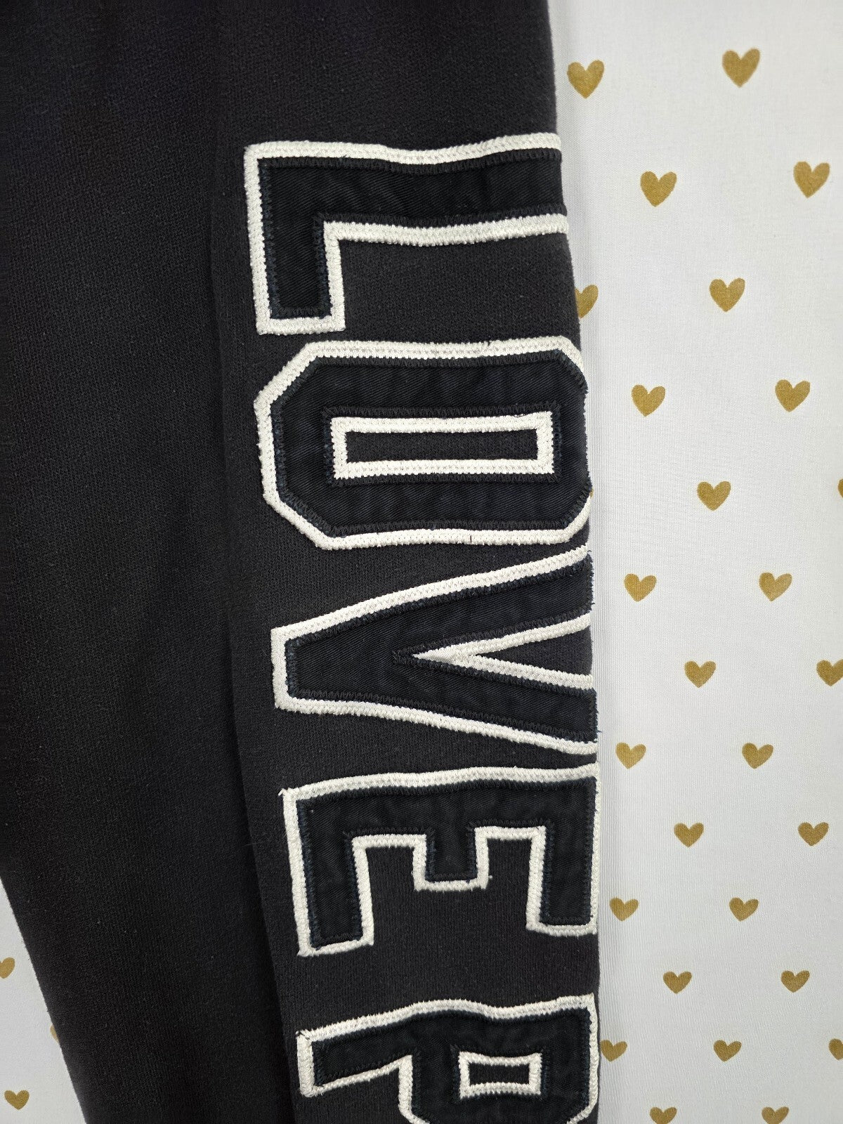 Victorias Secret PINK Embroidered Love Logo Sweats Sweatpants Black XS
