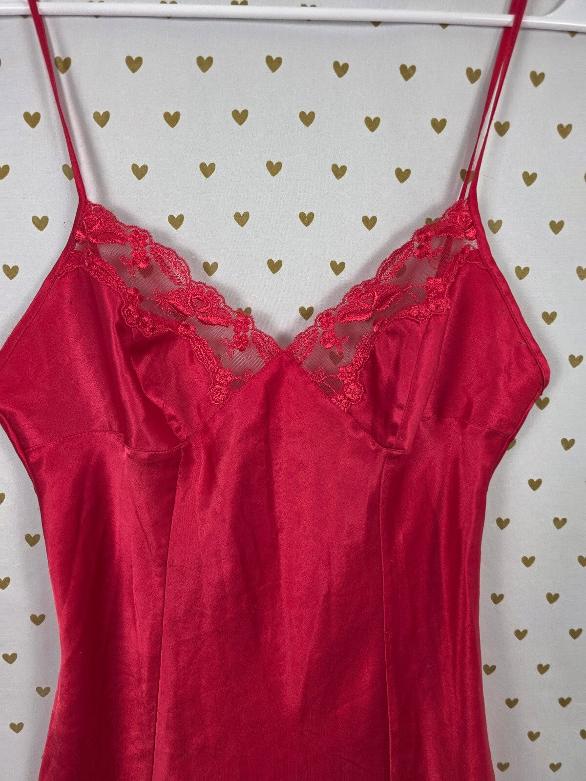 Victorias Secret Red Small Satin Silky Slip Dress Nightie Lingerie