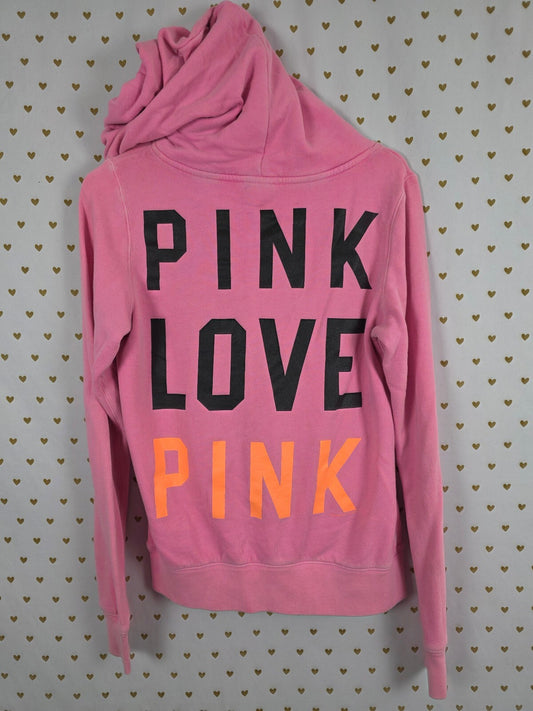Victorias Secret Pink Vintage Logo Full Zip Hoodie Jacket Y2k Small