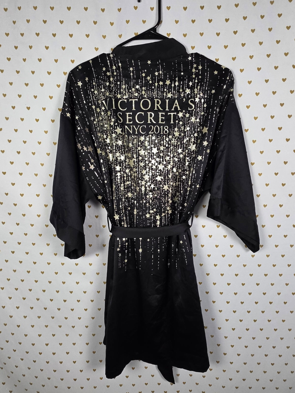 Victoria's Secret 2018 NYC Fashion Show Robe XS SMALL Black Satin BLING