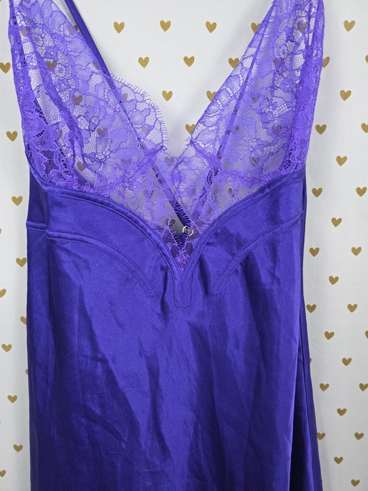 Victorias Secret Purple Sexy Satin Slip Dress Nightie Lingerie Large Strappy