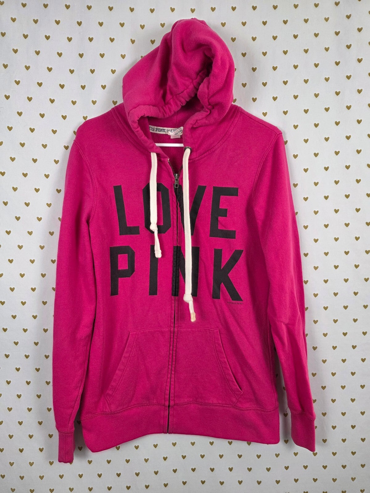 Victorias Secret Pink Vintage Love Full Zip 86 Hooded Sweater Jacket Y2k  XS