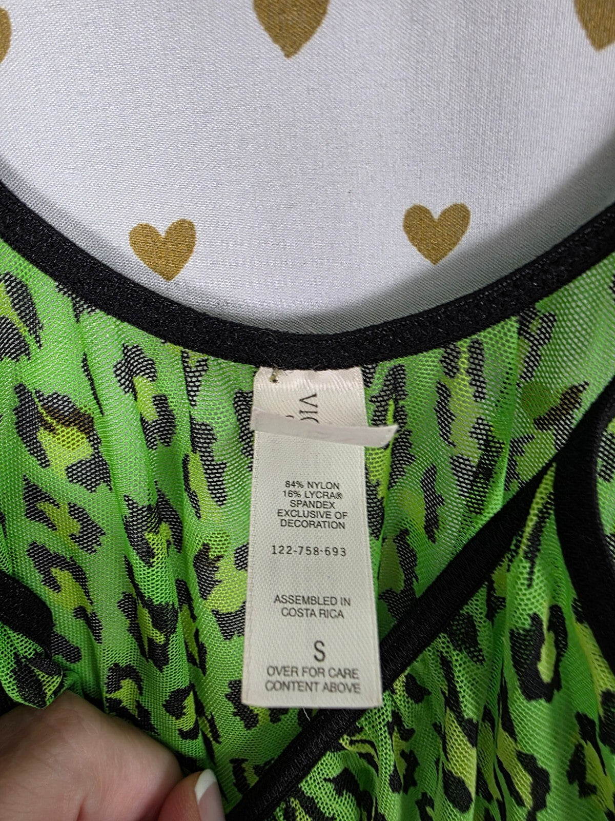 Vintage Victoria's Secret Y2K Neon Green Leopard Mesh Slip Nightgown S