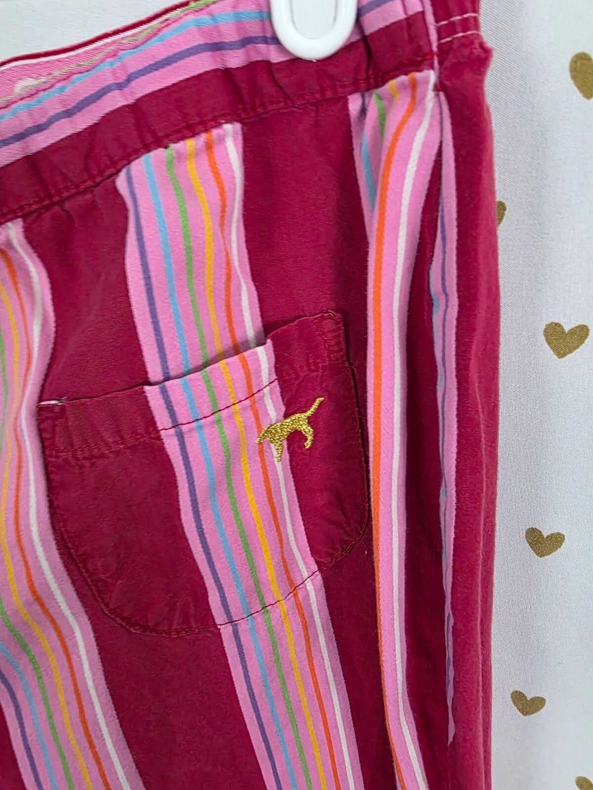 Victorias Secret Pink Striped Vintage Y2k Sleep Rock Roll Pants Pajama  Bottoms