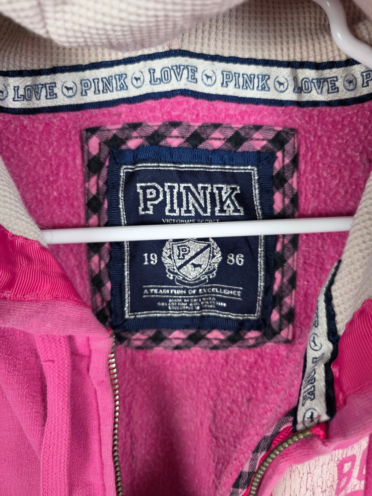 Vintage 2008 Victoria's Secret PINK Wishes Kisses 86 Zip Hoodie M Y2K