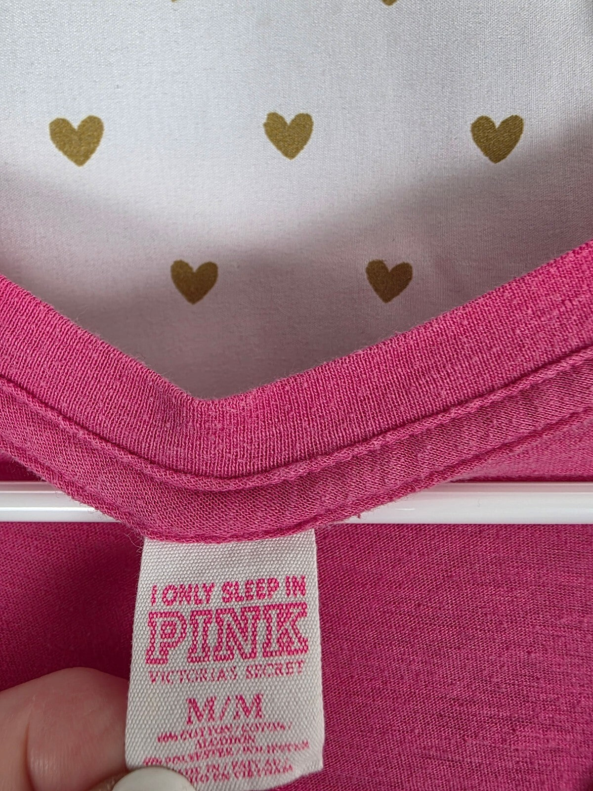 Victorias Secret PINK Vintage Glitter Heart Logo Love V neck tee shirt Medium