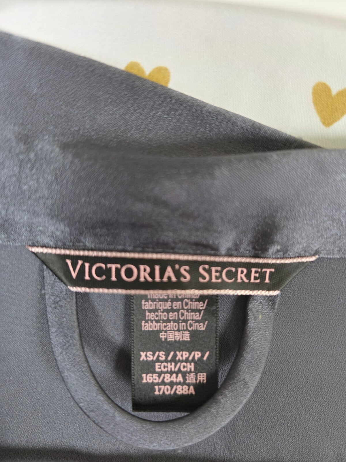 Victorias Secret Satin Silky Robe Black XS Small Pockets Kimono Lounge