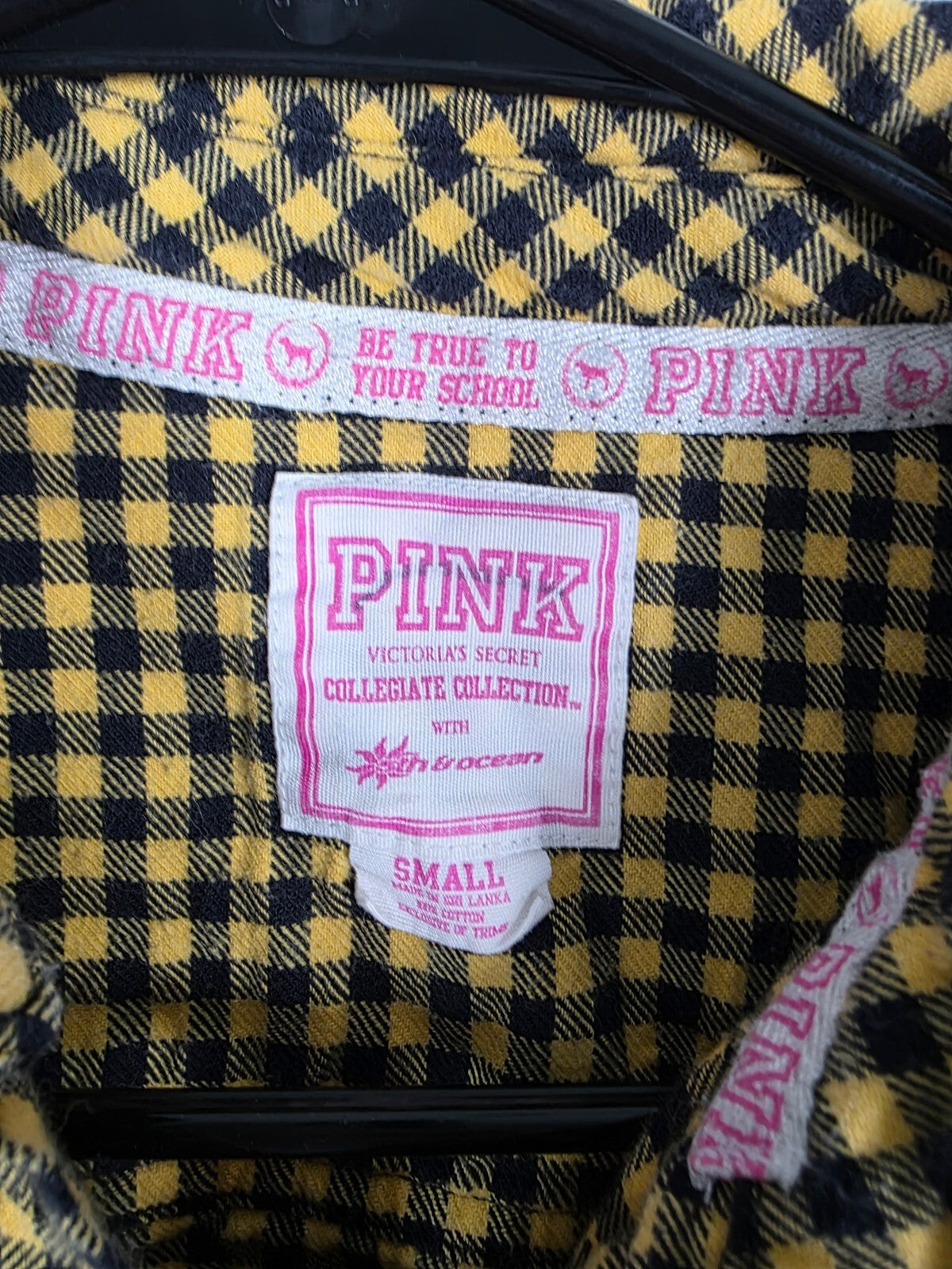Victoria's Secret PINK Collegiate Yellow Jackets Gingham Bling Dress S
