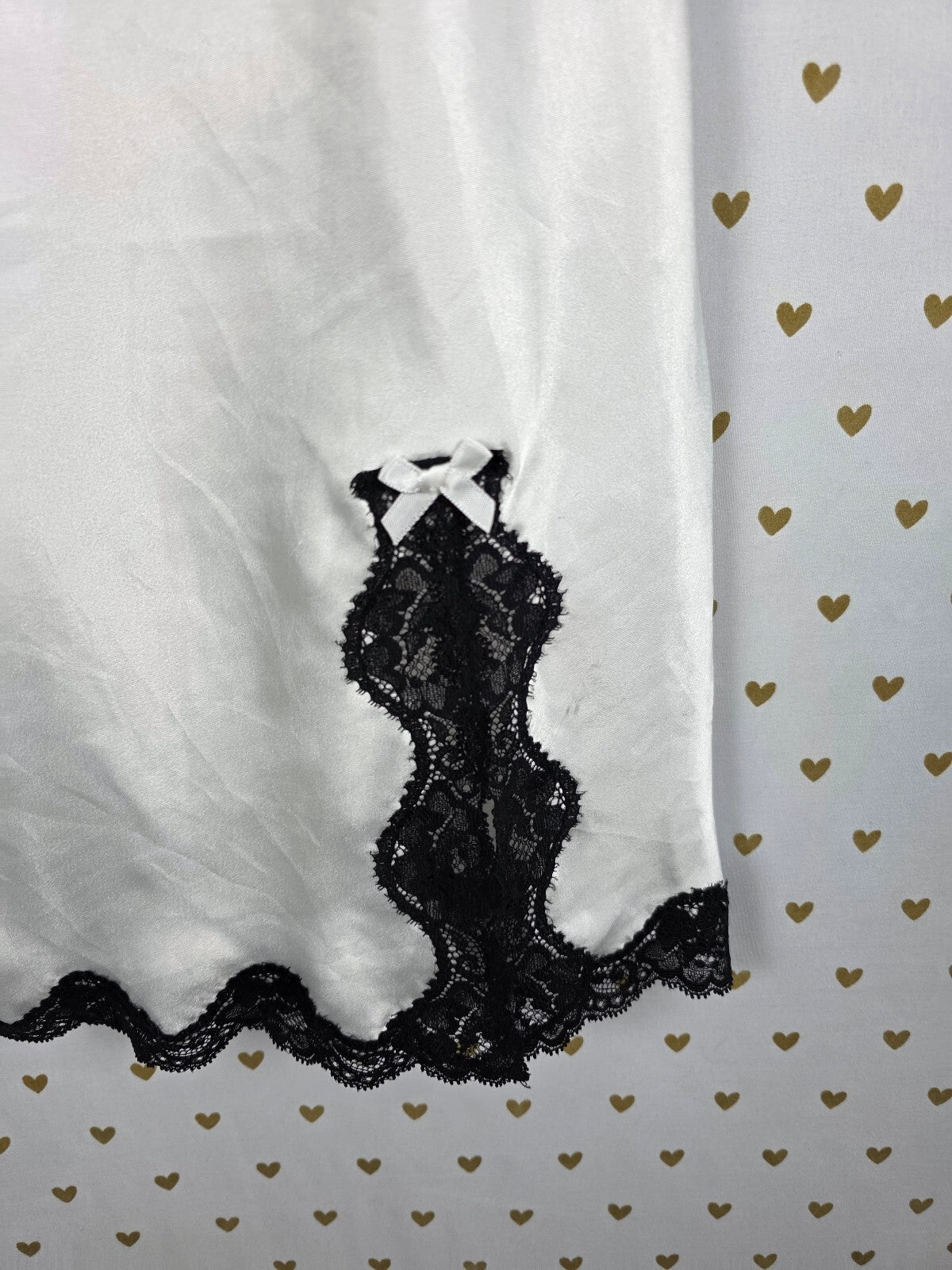 Victorias Secret White Black Satin Slip Dress Y2k Vintage Lingerie Nightie XS