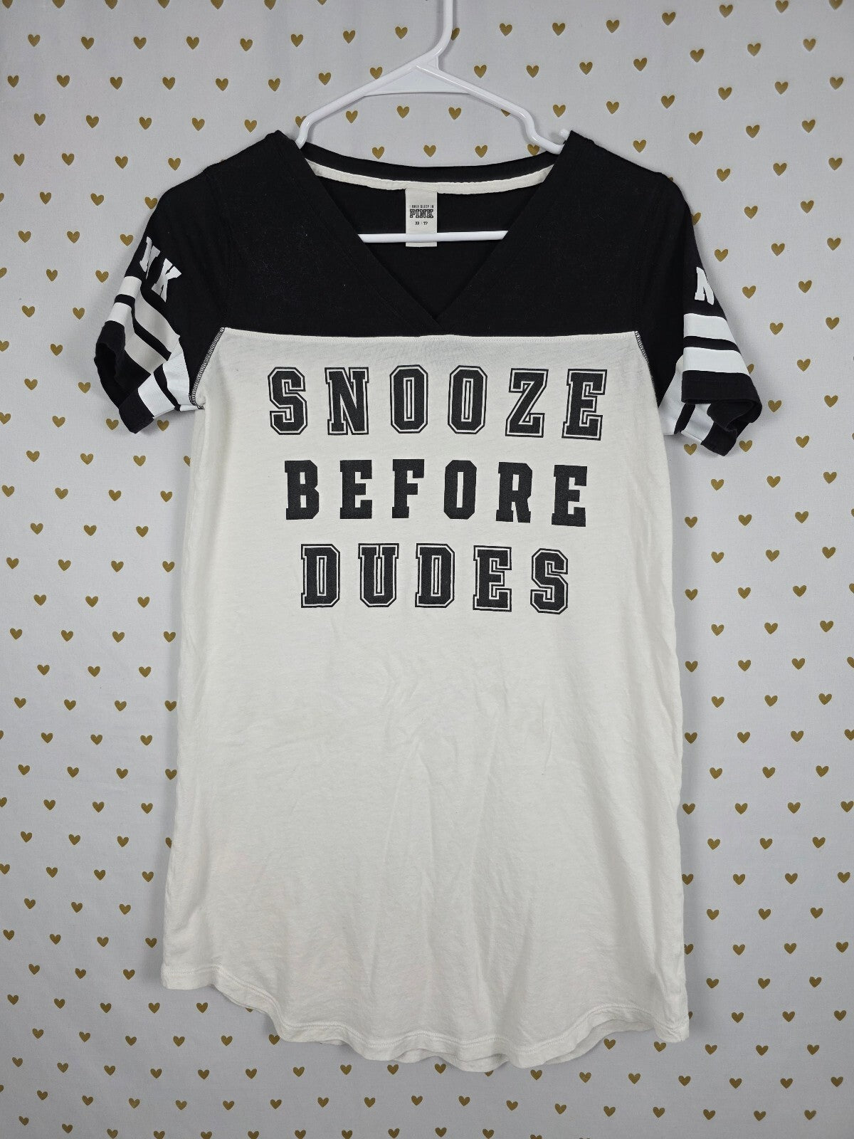 Victorias Secret PINK SNOOZE BEFORE DUDES Nightgown Sleep Shirt PJ XS