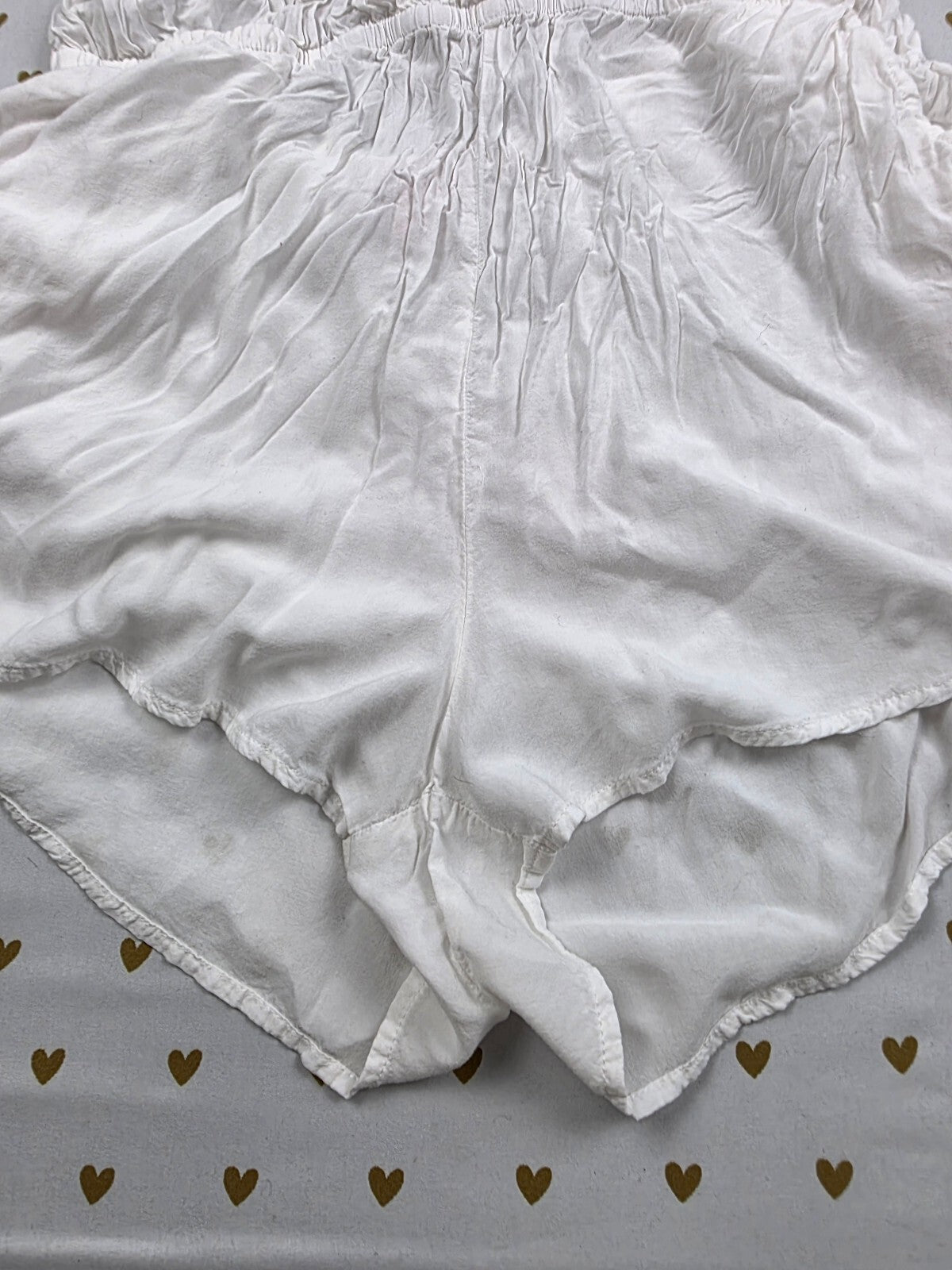 Victorias Secret White Strappy Tie Back Romper Flowy Tank Top shorts Small